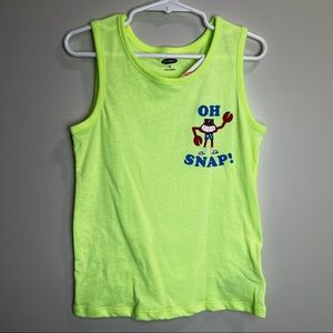 Old Navy Oh Snap neon yellow Crab Tank Top muscle Tee 5T
